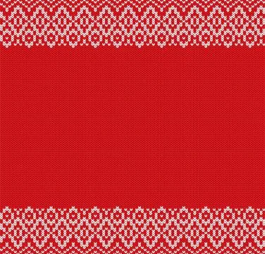 Knit geometric ornament design with empty space for text. Christmas seamless  Stock Illustration