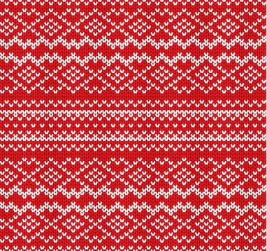 Knit geometric ornament seamless pattern. Handcraft knitwear design. Knitted  Stock Illustration