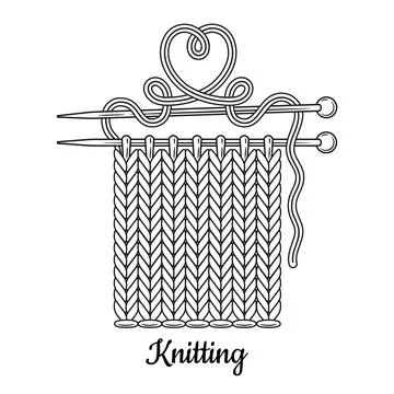 Knit handmade with knitting needle, hand knitted clothing from wool yarn icon Stock Illustration