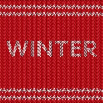Knit pattern. Knitted Winter Christmas and New Year design background. Vector  Stock Illustration