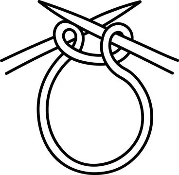 Knit stitch loop being formed with needles Иллюстрация