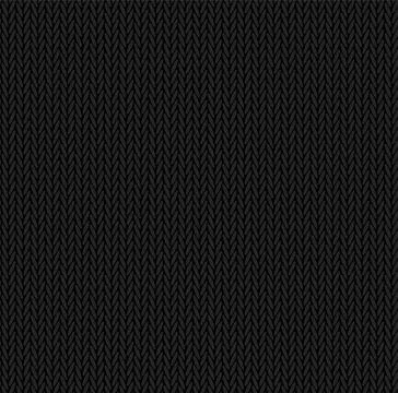 Knit texture black color. Vector seamless pattern fabric. Knitting background Stock Illustration