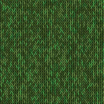 Knit texture green color. Vector seamless pattern fabric. Knitting background Stock Illustration