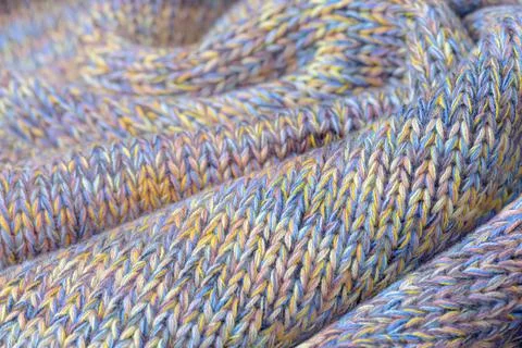 Knit texture of natural soft wool knitted fabric pastel melange background Stock Photos