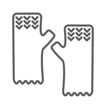 Knit winter clothes icon set. Knitting clothes, knitted samples thin line warm Stock Illustration