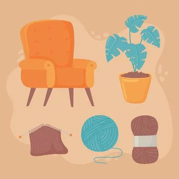 Knit yarn balls Stock Illustration