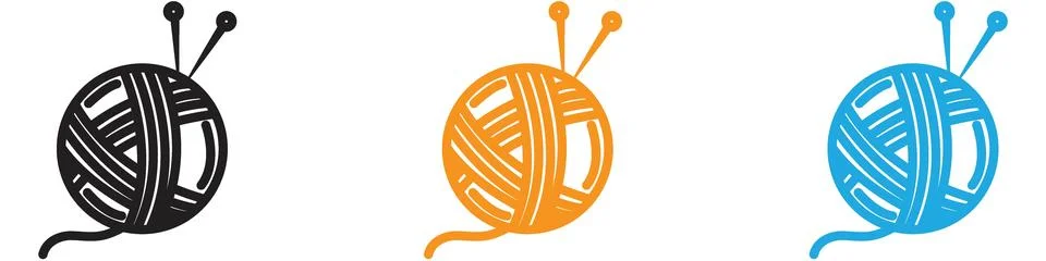 Knit yarn with needle vector logo set collection for web app ui Illustrazione stock
