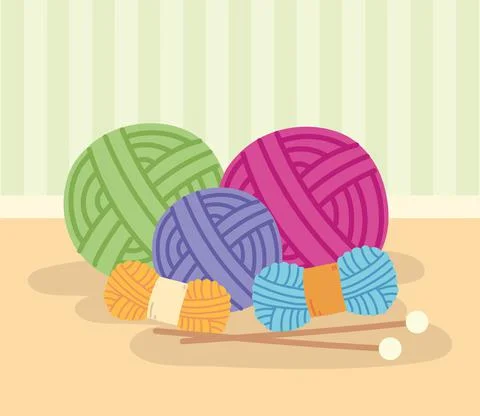Knit yarn wools Stock Illustration