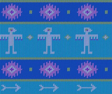 Knited boho vector pattern knited seamless pattern with aztec arrows, trible Stock Illustration