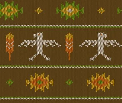 Knited boho vector pattern knited seamless pattern with aztec arrows, eagles and 스톡 일러스트