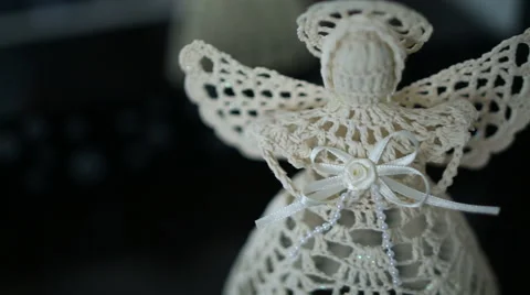 Knitted angel CU Stock Footage 47011575