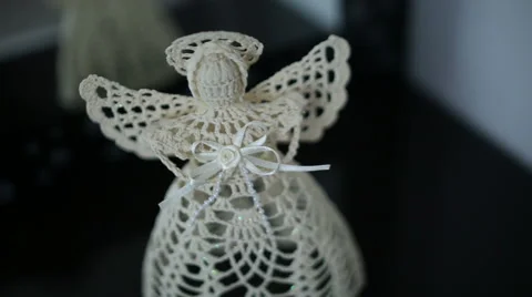 Knitted angel miniature Stock Footage 47011601