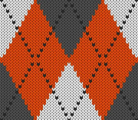 Knitted argyle Halloween pattern Stock Illustration