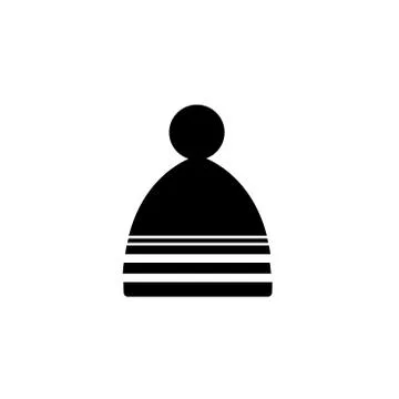 Knitted black cap, vector icon Stock Illustration