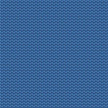 Knitted blue texture. Knit from wool seamless pattern. Stitches of thread. Stock Illustration