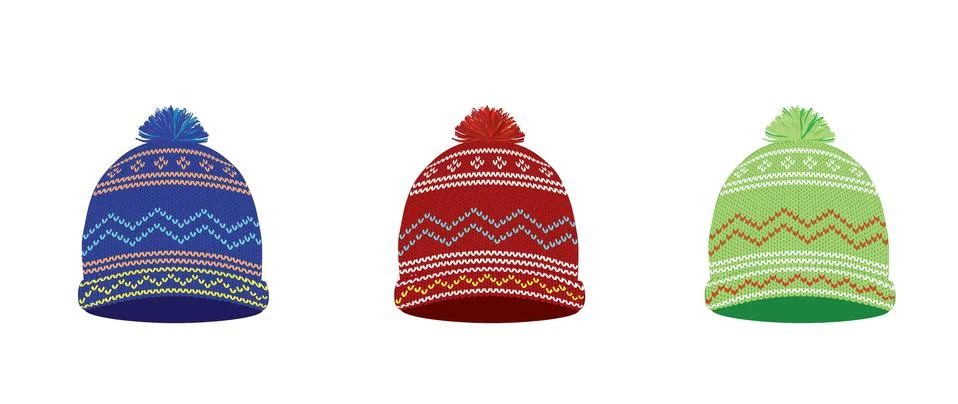 Knitted cap set Stock Illustration