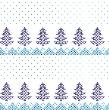 Knitted Christmas and New Year pattern on a transparent background Stock Illustration