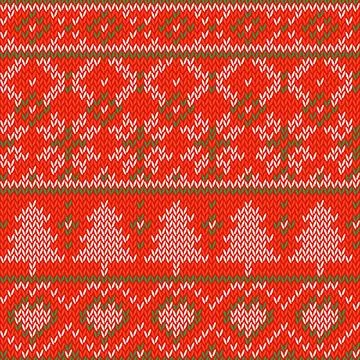 Knitted Christmas background. Seamless pattern. Nordic background with hear.. Stock Illustration
