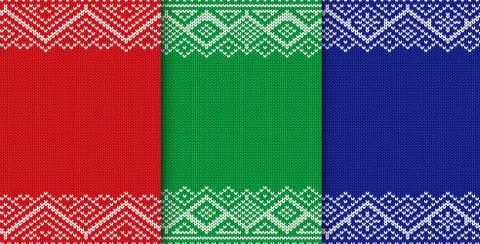Knitted christmas background. Set of three colors seamless geometric ornament Stock Illustration