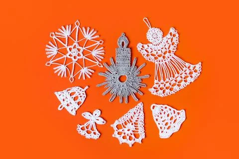 Knitted Christmas decorations Stock Photos