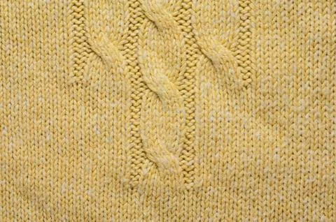 Knitted Cloth Texture with Cable Knits Pattern Stock Photos