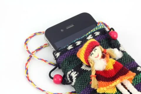 Knitted doll 스톡 사진
