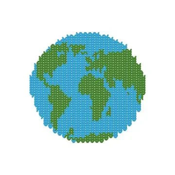 Knitted Earth. Globe made of wool. Winter version of  planet. Crochet peace c Stock Illustration