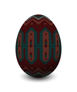 A knitted egg Easter egg with knitted pattern over white background Copyri... 스톡 사진