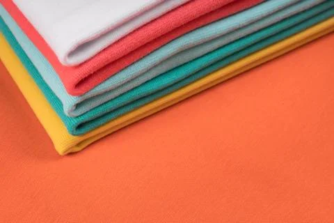 Knitted fabrics in assortment Stock Photos