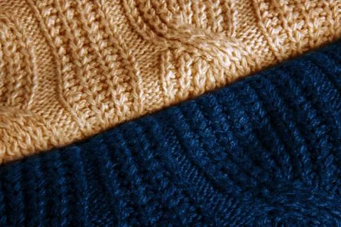 Knitted fabrics of different colors with a pattern. Фото