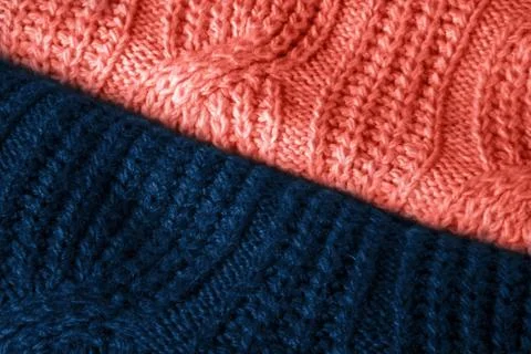 Knitted fabrics of different colors with a pattern. Photos