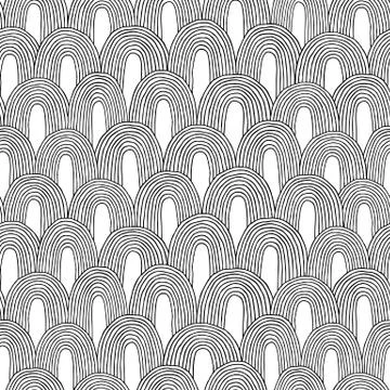 Knitted Fabrics seamless pattern in black and white Stock Illustration