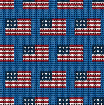 Knitted flag of the USA icon Stock Illustration