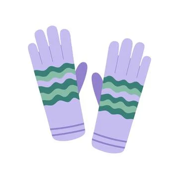 Knitted gloves vector illustration. Pair of colorful warm winter gloves with Stock Illustration