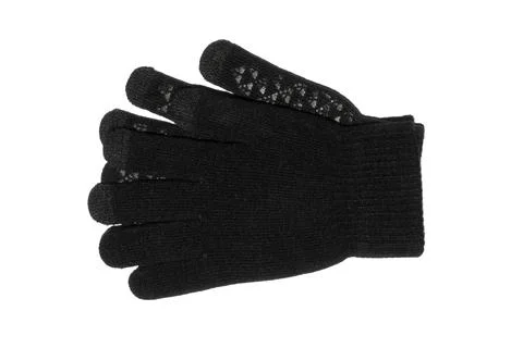 Knitted gloves on a white background.Gloves for using a smartphone. Stock Photos