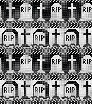 Knitted graves with crosses seamless pattern. 스톡 일러스트