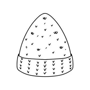 Knitted hat in hand drawn doodle style. Vector illustration isolated on whi.. Stock Illustration