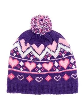 Knitted hat with pompons Stock Photos