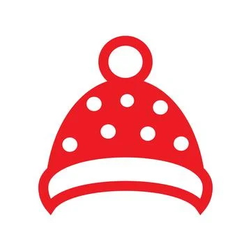 Knitted hat. Red flat vector icon isolated on white background. Winter design Stock Illustration