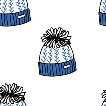 Knitted hat, Seamless winter pattern. Stock Illustration