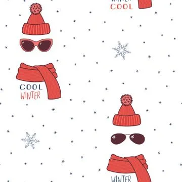 Knitted hat, sunglasses, muffler pattern Stock Illustration
