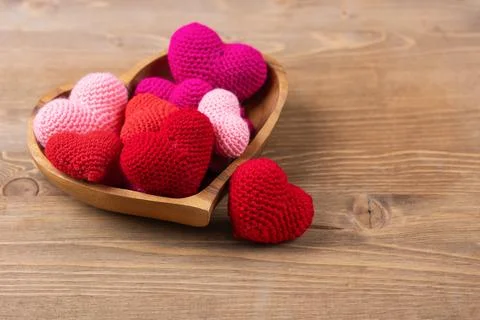 Knitted hearts Stock Photos
