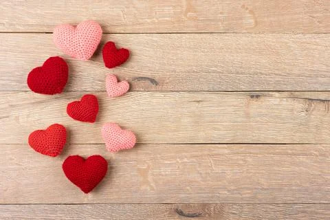 Knitted hearts Stock Photos