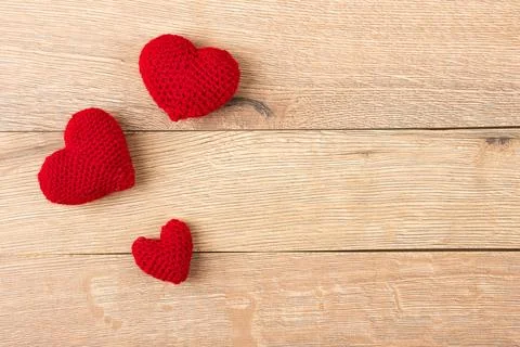 Knitted hearts Stock Photos