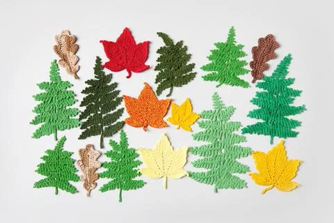 Knitted leaves Stock Photos