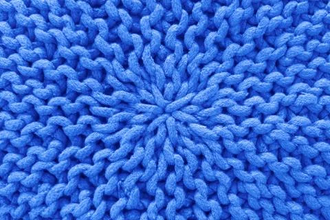 Knitted natural wool texture background pattern blue trendy color of year 2020 Stock Photos