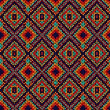 Knitted ornate seamless pattern Stock Illustration