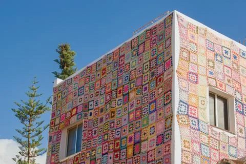 Knitted patchwork house, Puerto de la Cruz, Tenerife Spain 写真素材