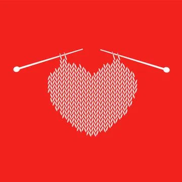 Knitted pattern with heart Stock Illustration