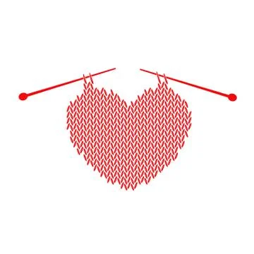 Knitted pattern with heart Illustrazione stock